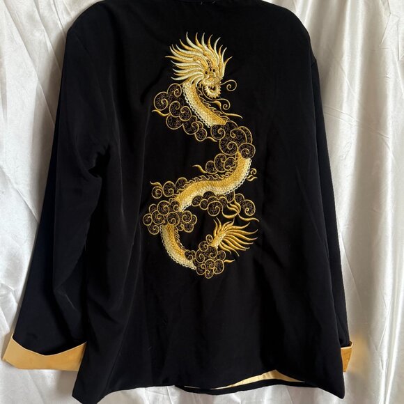 Vintage Black & Gold Dragon Embroidered Jacket – Size XXXL - Picture 2 of 3
